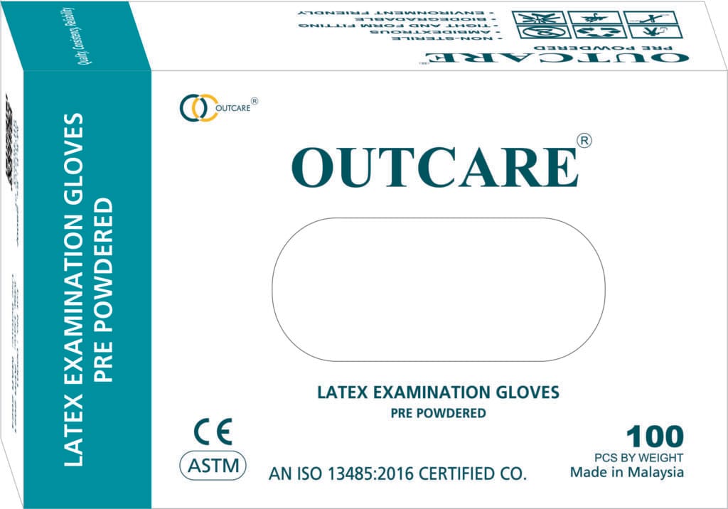 LATEX EXAMINATION GLOVES POWDERED Outcare